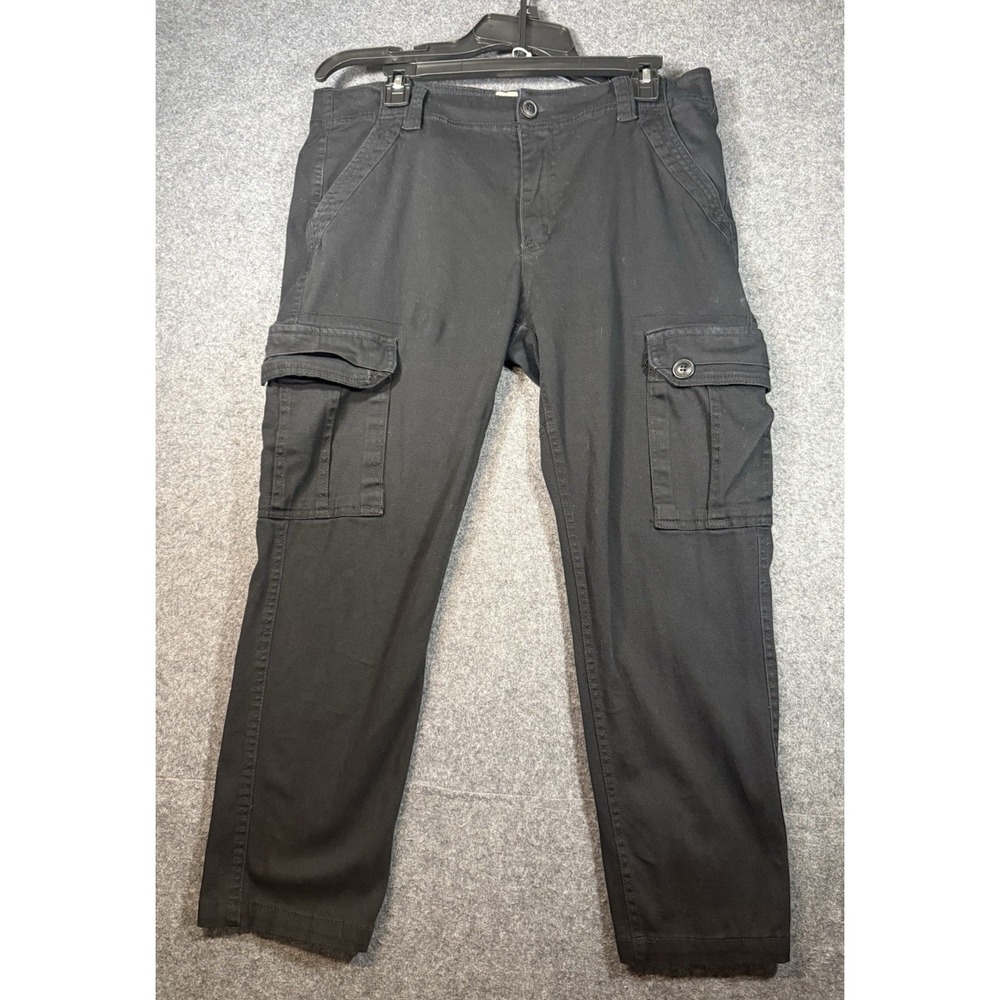 PJ MARK Premium‎ Quality Slim Straight Stretch Cargo Pants Black 34